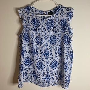 Worthington Blue Patterned Blouse